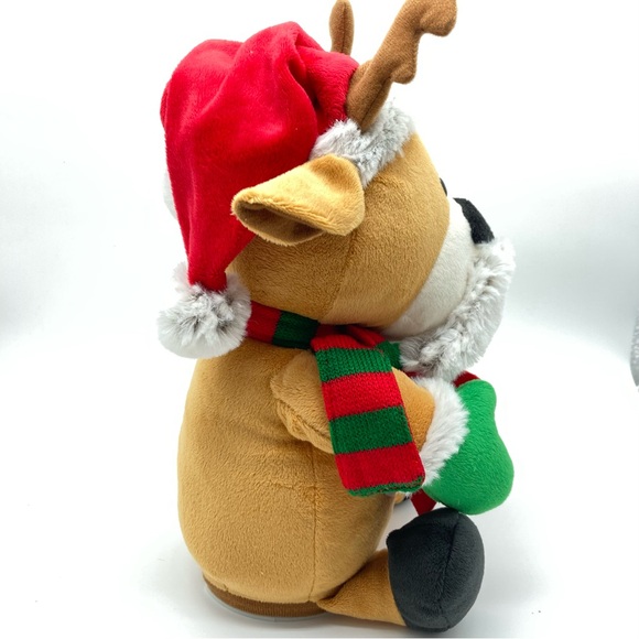 Gemmy Animated Reindeer Mustache Santa Hat Up On The Housetop Plush EUC - Picture 3 of 10